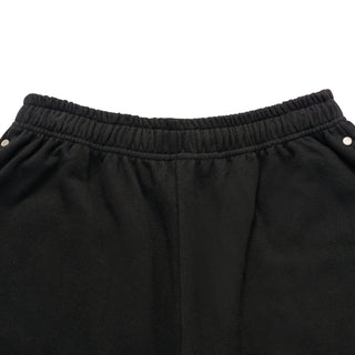 CHAIN EMBOSSING SCRIPT NEEDLEWORK SHORT PANTS BLACK