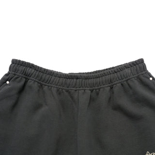 CHAIN EMBOSSING SCRIPT NEEDLEWORK SHORT PANTS CHARCOAL