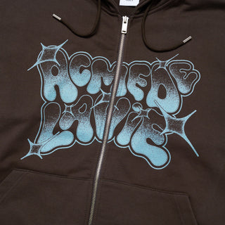 GRAFFITI ARTWORK HOOD ZIP UP BROWN