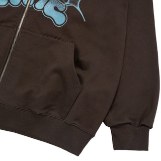 GRAFFITI ARTWORK HOOD ZIP UP BROWN