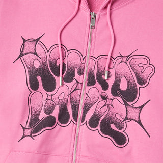 GRAFFITI ARTWORK HOOD ZIP UP DARK PINK