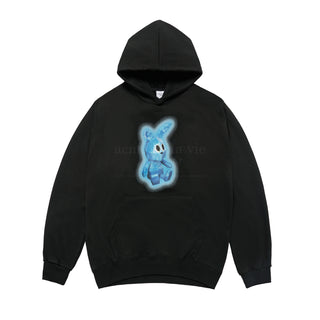 RETRO RABBIT HOODIE BLACK