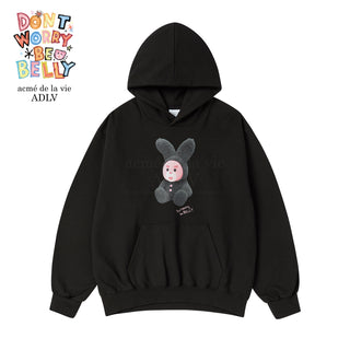 RABBIT BELLY HOODIE BLACK