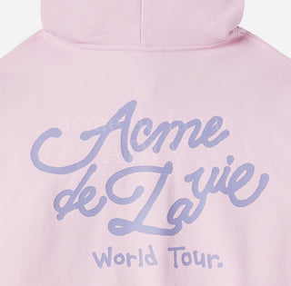 WORLD TOUR SCRIPT LOGO HOODIE LIGHT PINK