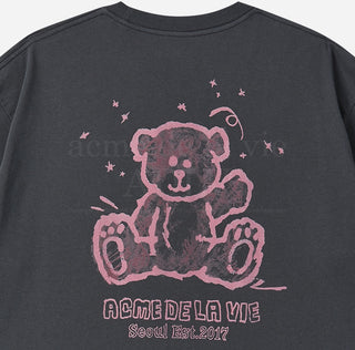 HAND SKETCH BEAR SHORT SLEEVE T-SHIRT CHARCOAL