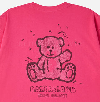 HAND SKETCH BEAR SHORT SLEEVE T-SHIRT PINK