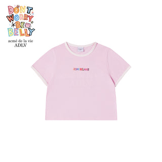 BELLY COLLAGE LOGO CROP SHORT SLEEVE T-SHIRT LIGHT PINK