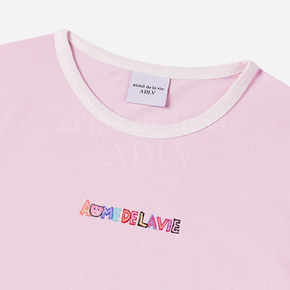 BELLY COLLAGE LOGO CROP SHORT SLEEVE T-SHIRT LIGHT PINK