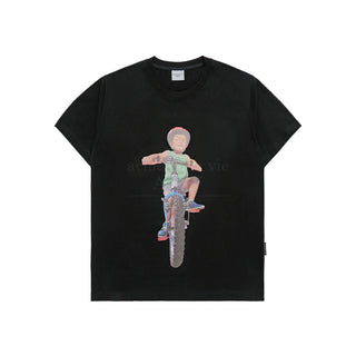 BICYCLES BOY BABY FACE SHORT SLEEVE T-SHIRT (OVERSEAS EXCLUSIVE) BLACK