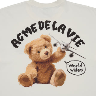 WORLD WIDE AIRPLANE BEAR ARTWORK SHORT SLEEVE T-SHIRT (OVERSEAS EXCLUSIVE) CREAM