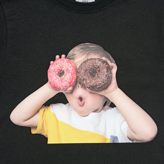 KIDS BABY FACE DOUNUT 1 SHORT SLEEVE T-SHIRT BLACK