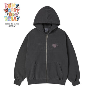 CLOVER BELLY PIGMENT HOODIE ZIP UP CHARCOAL