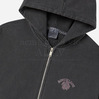 CLOVER BELLY PIGMENT HOODIE ZIP UP CHARCOAL