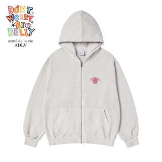 CLOVER BELLY PIGMENT HOODIE ZIP UP LIGHT GREY