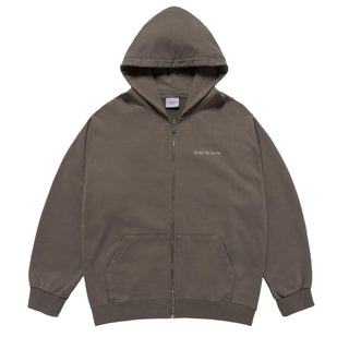 BASIC BIO WASHING HOODIE ZIP UP COCOA