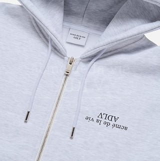 UPSIDE DOWN LOGO NAPPING ZURRY HOODIE ZIP UP MELANGE