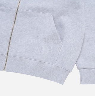 UPSIDE DOWN LOGO NAPPING ZURRY HOODIE ZIP UP MELANGE