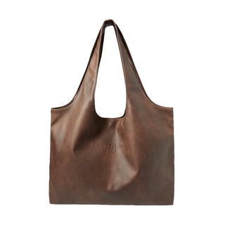 GO POINT VEGAN LEATHER SHOPPER BAG BROWN