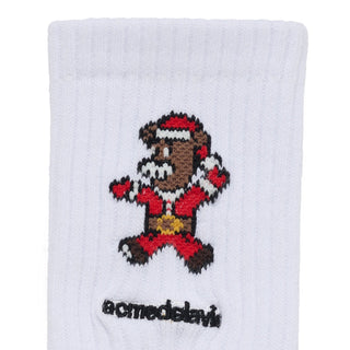 AC BEAR SANTA SOCKS WHITE