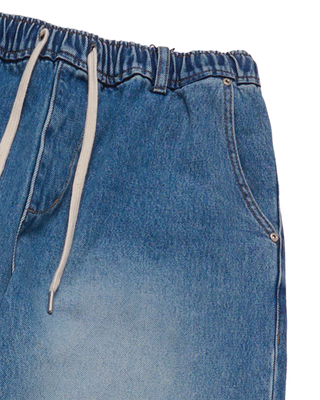 FULL BANDING WASHING DENIM PANTS BLUE