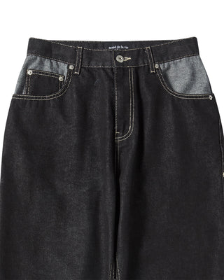 ROLL UP DENIM PANTS BLACK