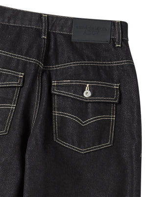 ROLL UP DENIM PANTS BLACK