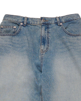 TAPERED FIT WASHING DENIM PANTS BLUE