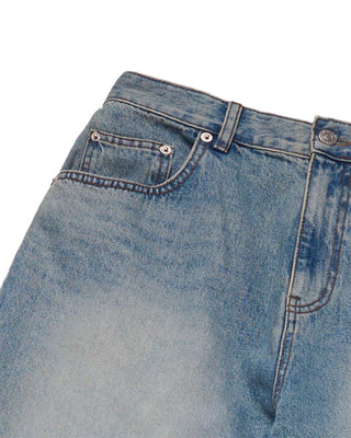 TAPERED FIT WASHING DENIM PANTS BLUE