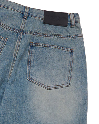 TAPERED FIT WASHING DENIM PANTS BLUE