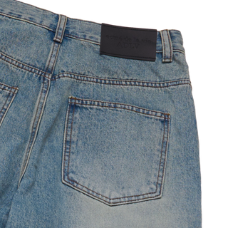 TAPERED FIT WASHING DENIM PANTS BLUE