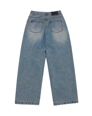 TAPERED FIT WASHING DENIM PANTS BLUE