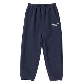 KIDS BORDER LINE BASIC LOGO LONG PANTS DARK NAVY