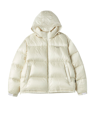 STITCH BASIC LOGO SHORT DUCK DOWN JACKET BEIGE