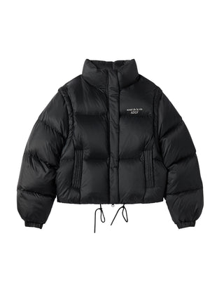 WOMAN DETACHABLE CROP DUCK DOWN JACKET BLACK