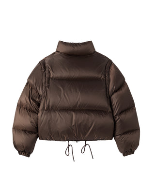 WOMAN DETACHABLE CROP DUCK DOWN JACKET BROWN