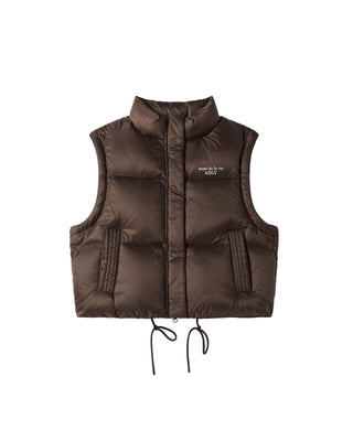WOMAN DETACHABLE CROP DUCK DOWN JACKET BROWN