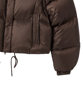 WOMAN DETACHABLE CROP DUCK DOWN JACKET BROWN