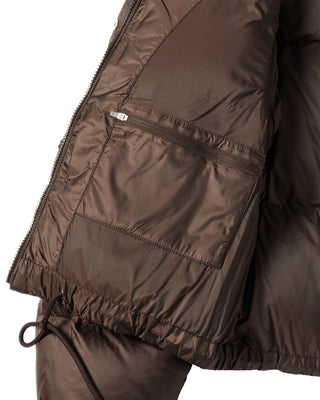 WOMAN DETACHABLE CROP DUCK DOWN JACKET BROWN