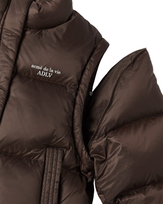 WOMAN DETACHABLE CROP DUCK DOWN JACKET BROWN