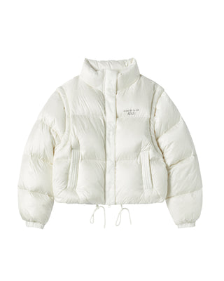 WOMAN DETACHABLE CROP DUCK DOWN JACKET IVORY