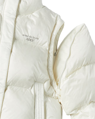 WOMAN DETACHABLE CROP DUCK DOWN JACKET IVORY
