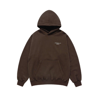 BASIC LOGO NAPPING HOODIE DARK BROWN