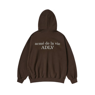 BASIC LOGO NAPPING HOODIE DARK BROWN
