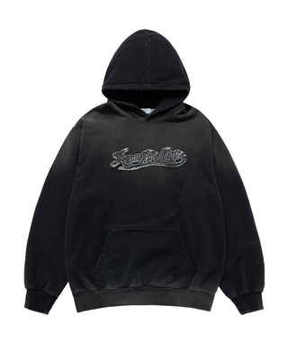 DENIM EFFECT ZURRY HOODIE BLACK
