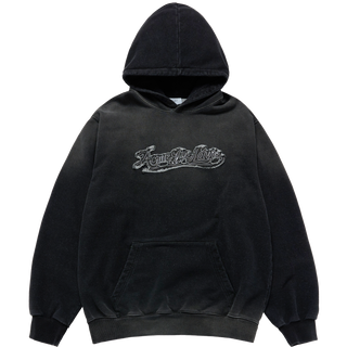 DENIM EFFECT ZURRY HOODIE BLACK