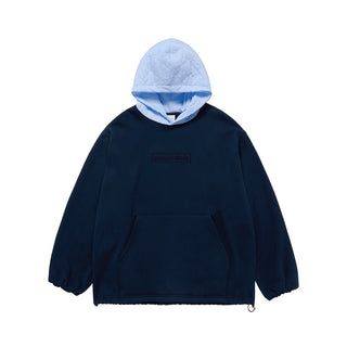 WOVEN QUILTING WIDE HOODIE DARK NAVY