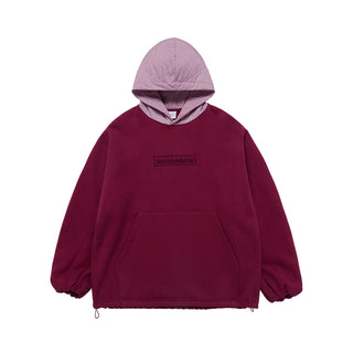 WOVEN QUILTING WIDE HOODIE WINE