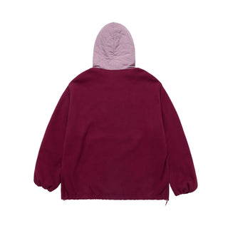 WOVEN QUILTING WIDE HOODIE WINE