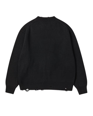 DISTRESSED BEAR WOOL KNIT BLACK