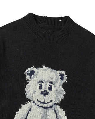 DISTRESSED BEAR WOOL KNIT BLACK